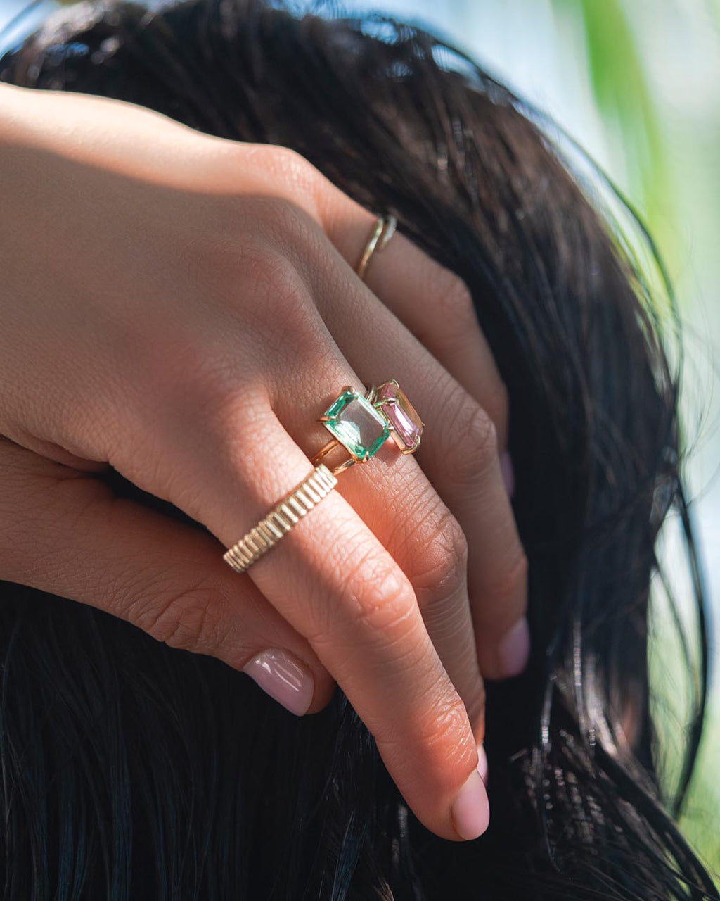 18K gold-plated - Light Pink Sapphire Spritz Ring by MAVERA