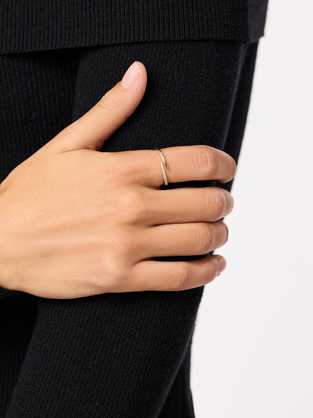 Gold Band Ring - Diamond Bypass Ring by MAVERA