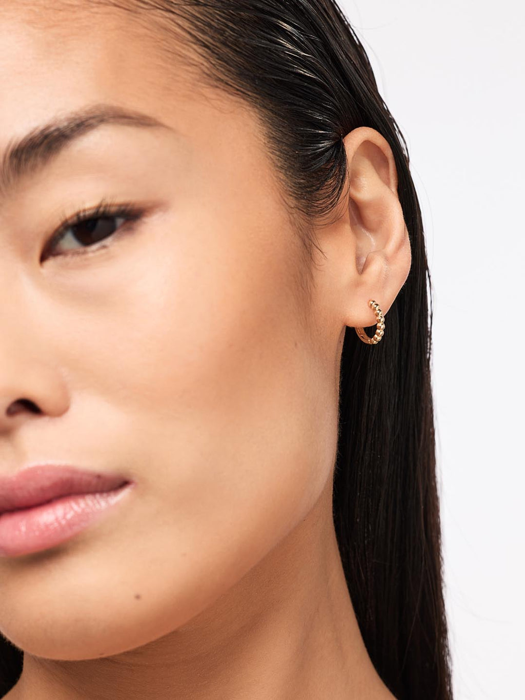 18K gold-plated - Gold Bead Hoops Small by MAVERA