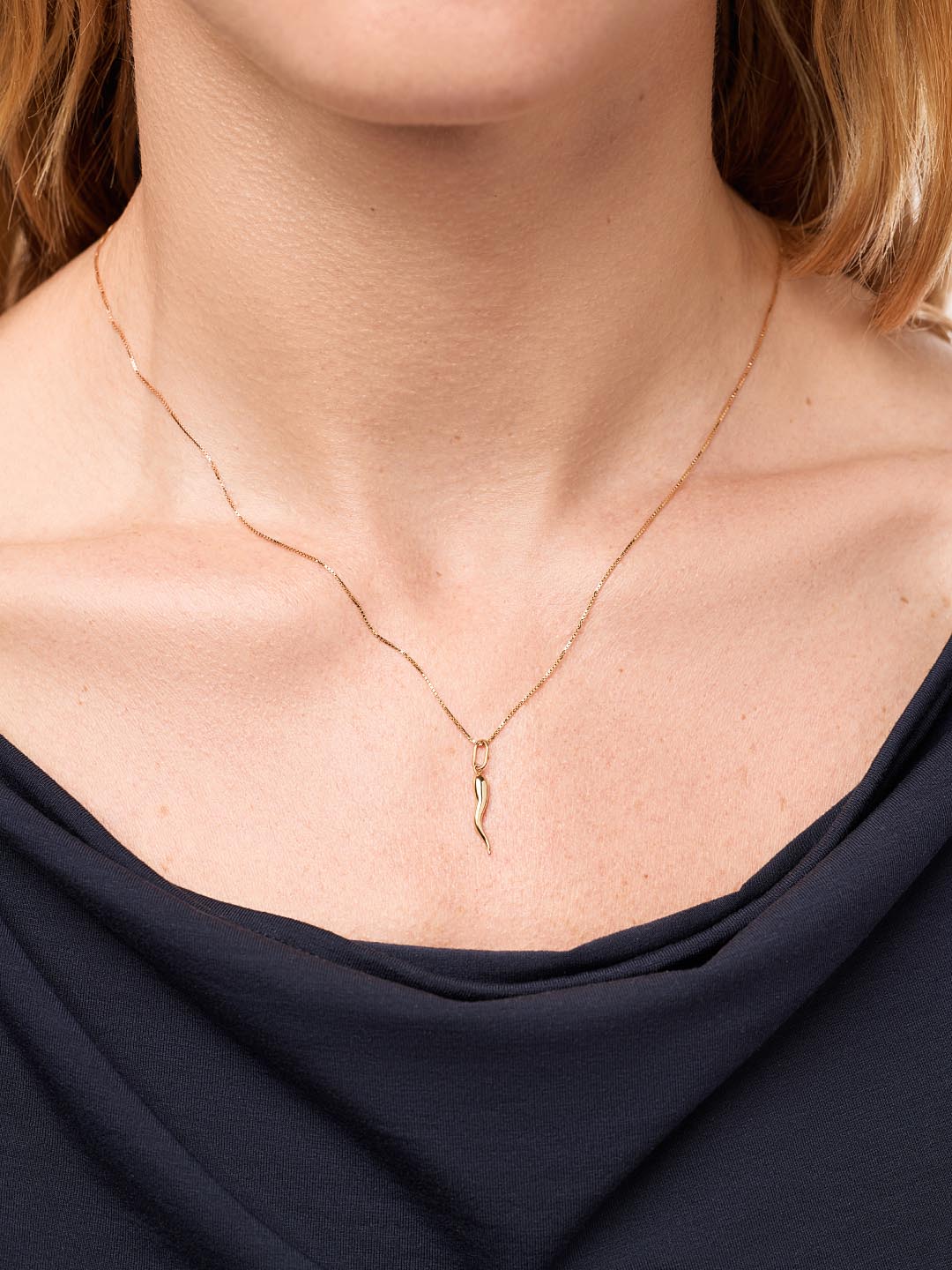 18K gold-plated - Italian Horn Charm Necklace by MAVERA