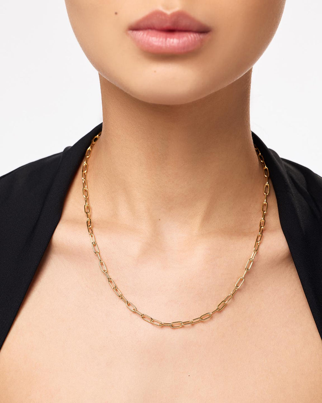 18K gold-plated - Large Paperclip Necklace by MAVERA