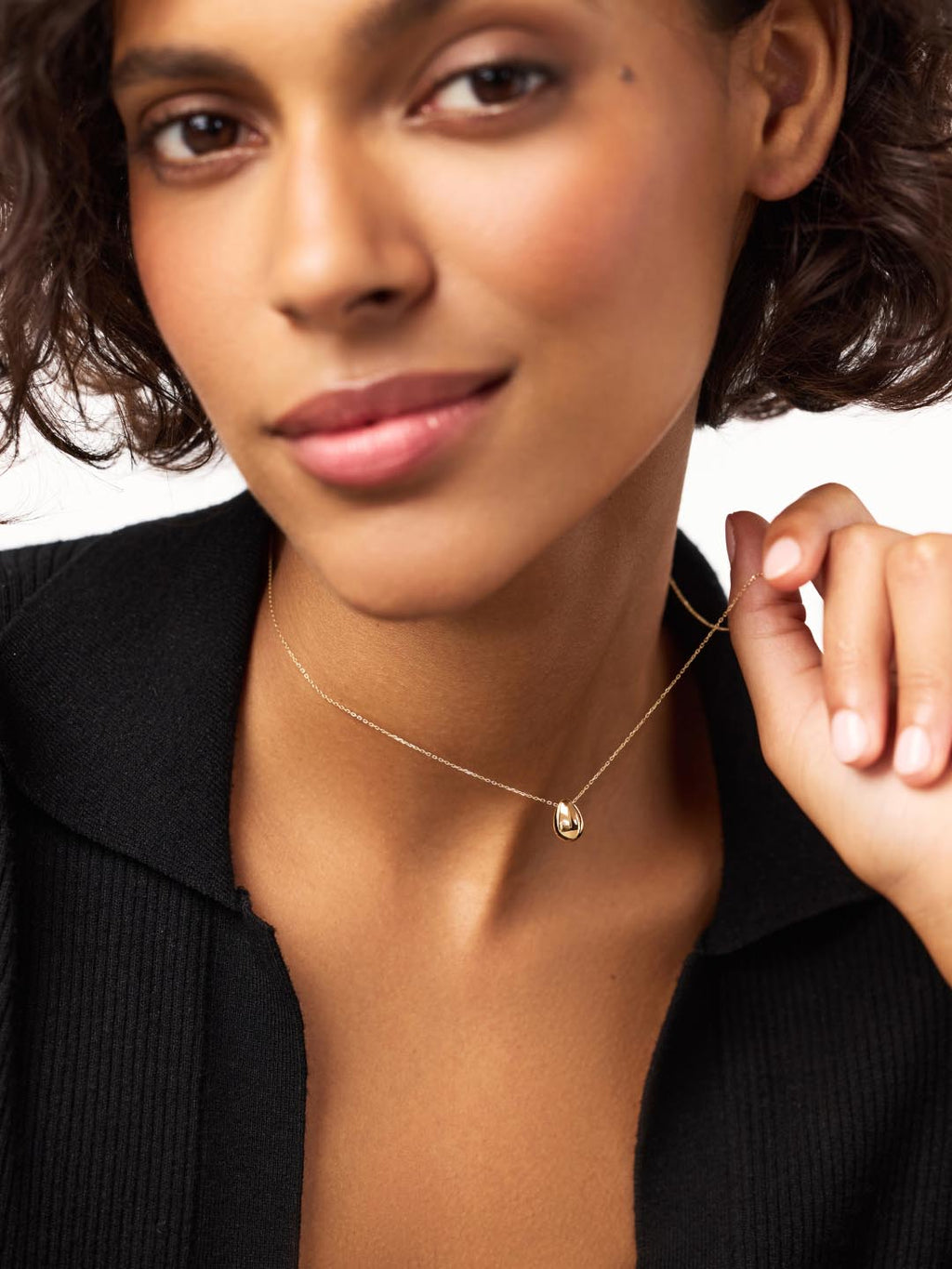 Gold Pendant Necklace - Gold Teardrop Necklace by MAVERA