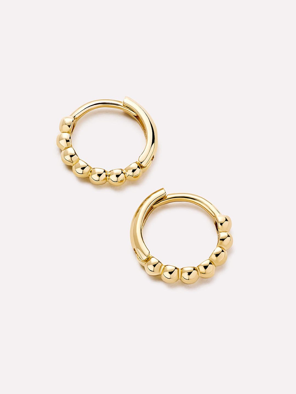Small Gold Hoop Earrings - Gold Bead Huggie Hoops by MAVERA