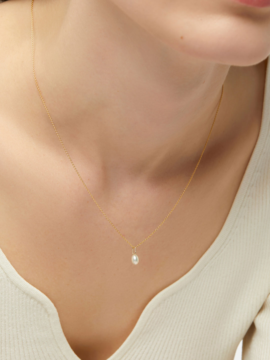 Gold Pendant - Gold Pearl Charm by MAVERA