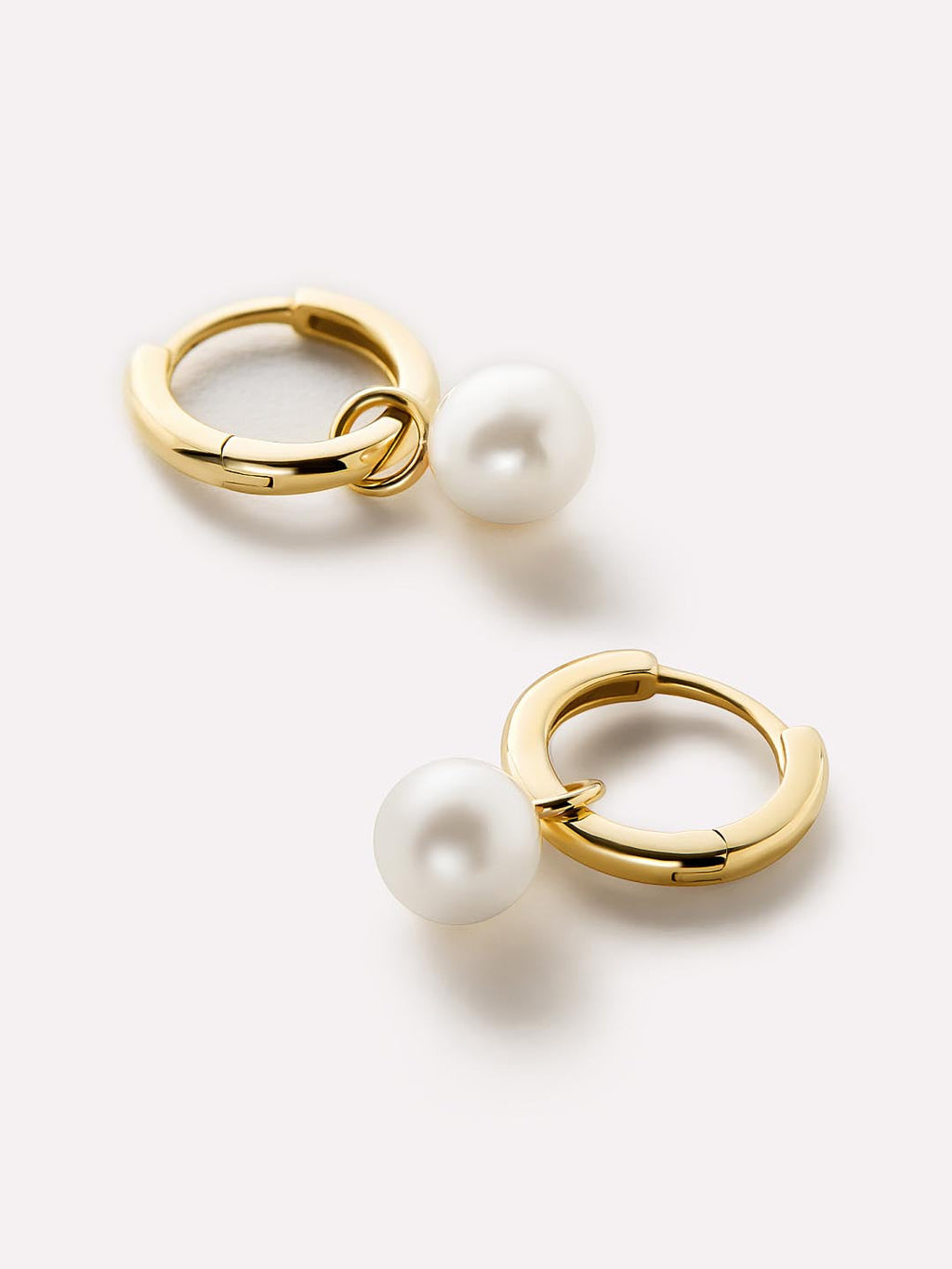 Small Gold Hoop Earrings - Gold Pearl Hoops by MAVERA
