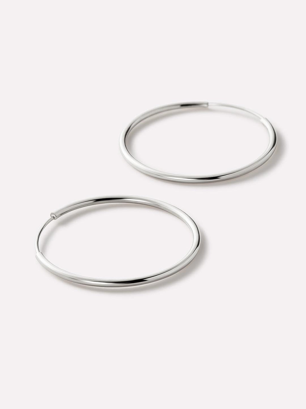 White Gold Hoop Earrings - White Gold Slim Hoops Large by MAVERA