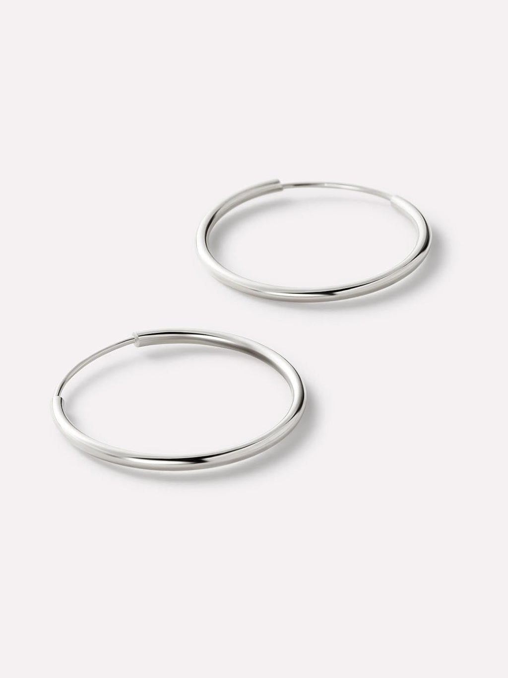White Gold Hoop Earrings - White Gold Slim Hoops Medium by MAVERA