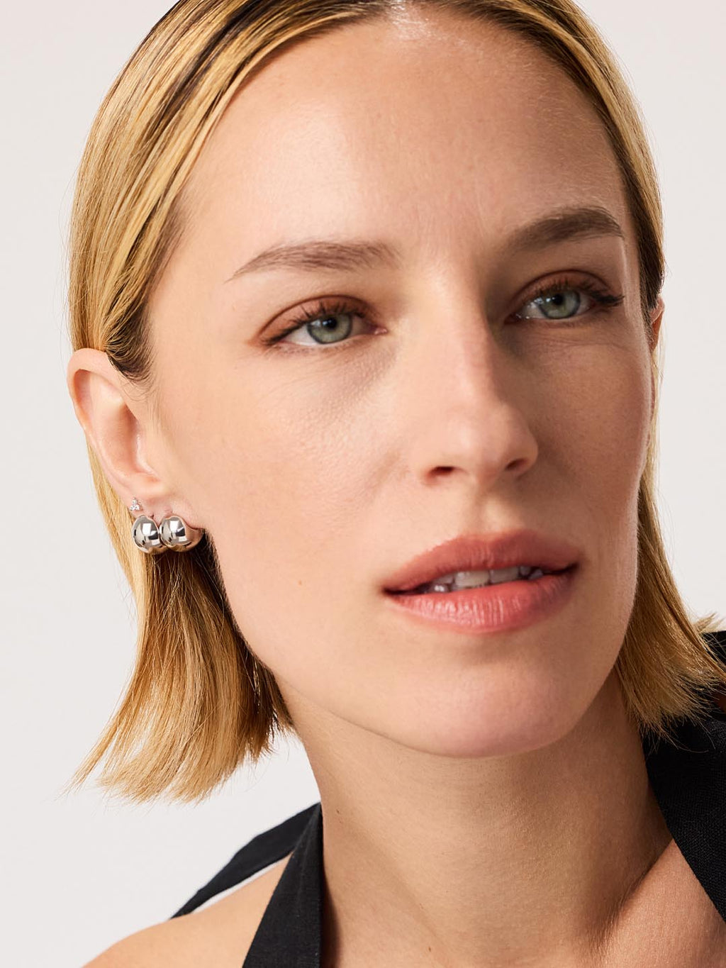 Silver Sphere Hoop Earrings - Mini Abby Silver by MAVERA