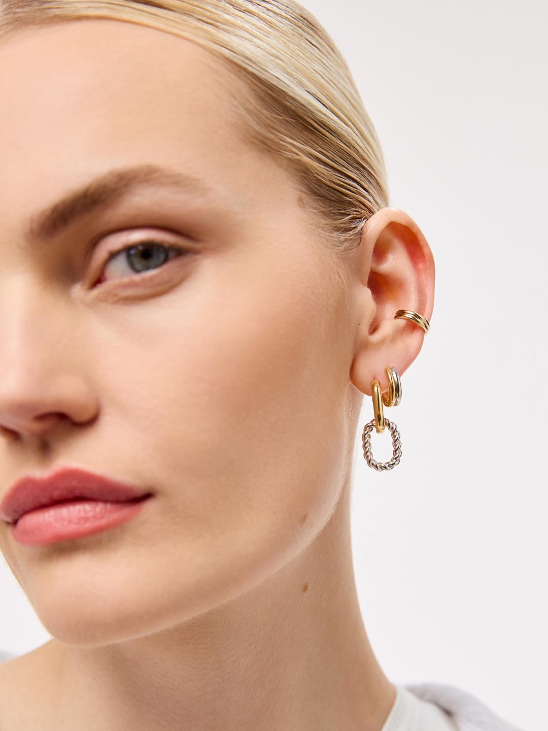 Double Hoop Earrings - Ash Double Two Tone by MAVERA
