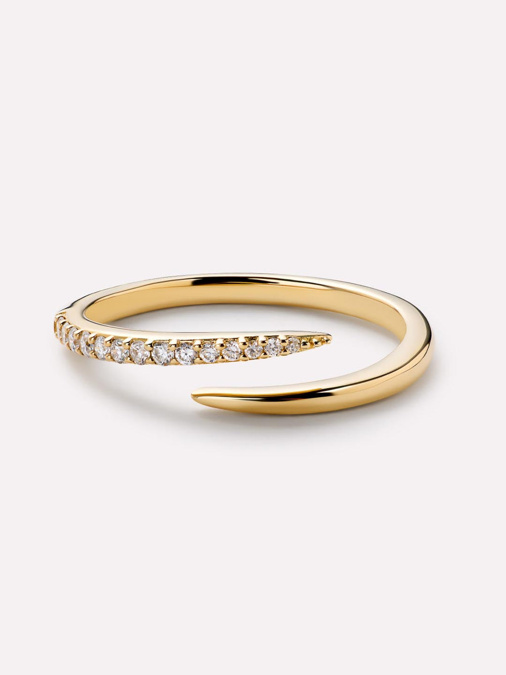 Gold Band Ring - Diamond Bypass Ring by MAVERA