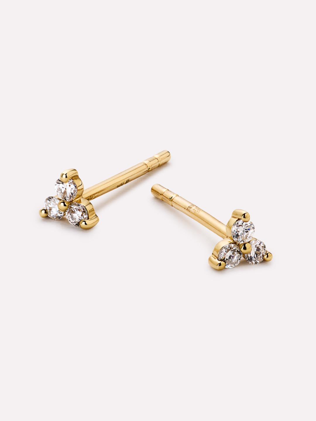 Gold Stud Earrings - Diamond Trefoil Studs by MAVERA