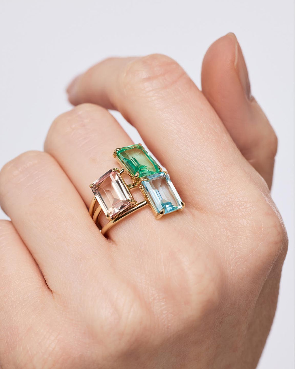 18K gold-plated - Light Pink Sapphire Spritz Ring by MAVERA