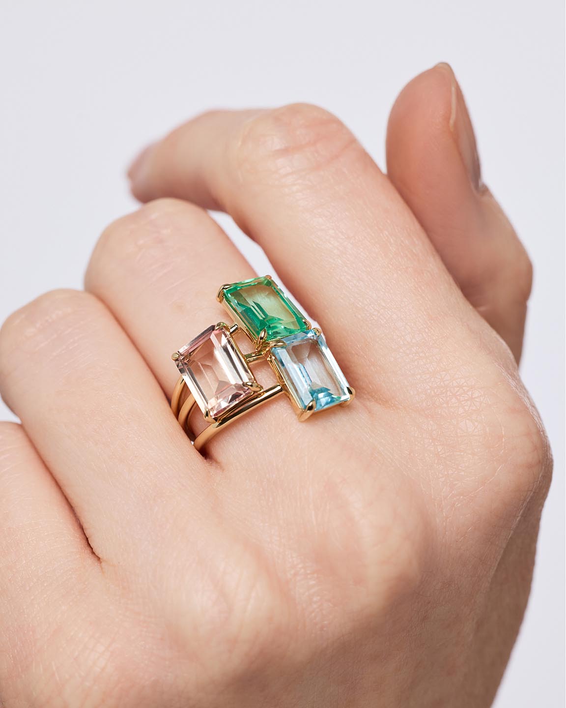 18K gold-plated - Light Pink Sapphire Spritz Ring by MAVERA