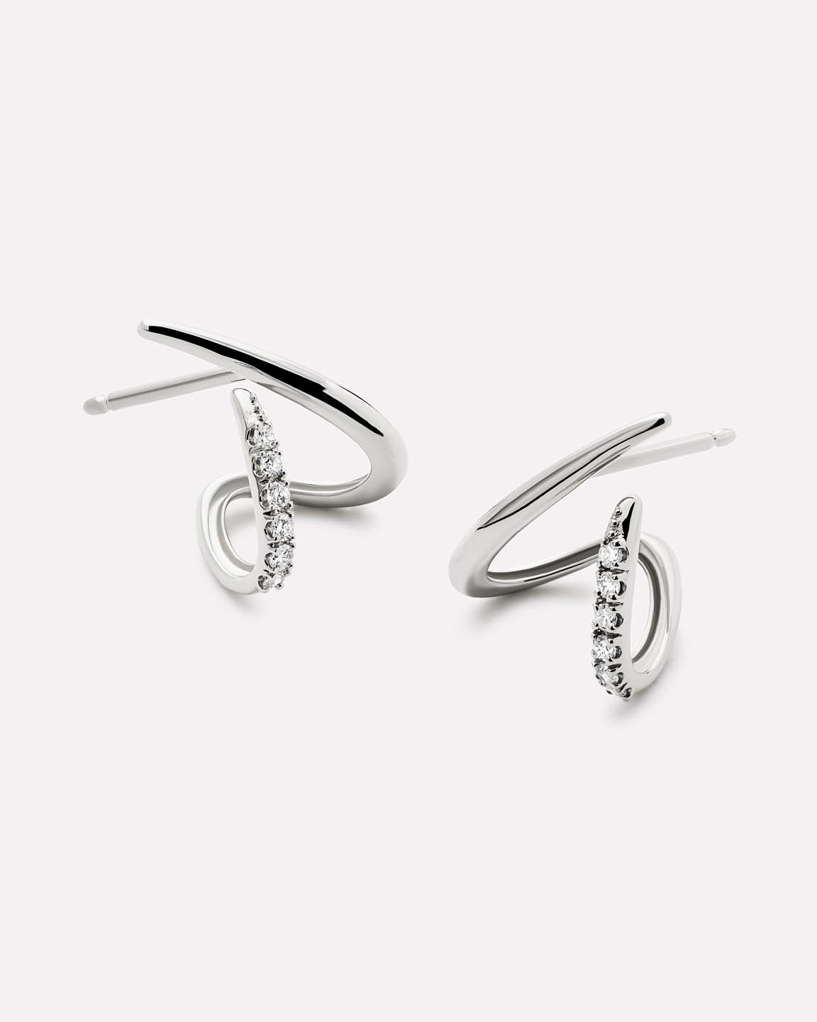 18K gold-plated - Diamond Aurora Huggie Studs by MAVERA