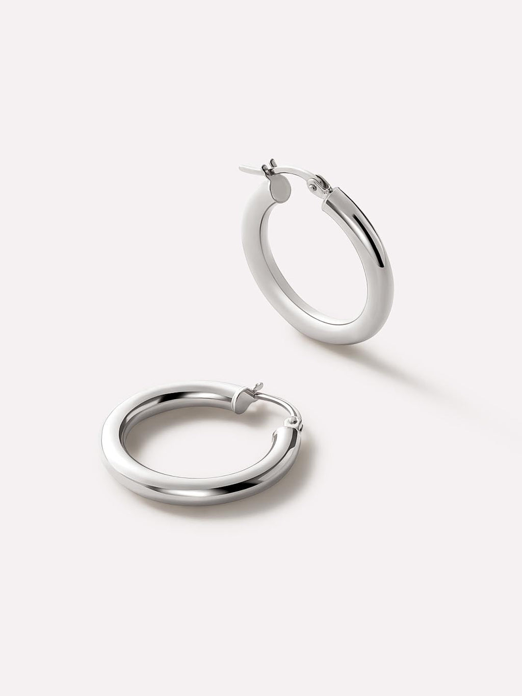 White Gold Hoop Earrings - White Gold Classic Hoops Medium by MAVERA