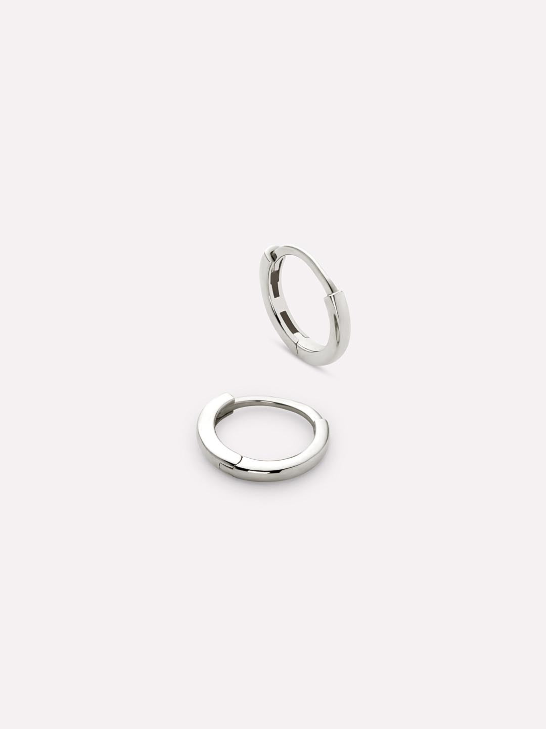 White Gold Hoop Earrings - White Gold Huggie Hoop Earrings by MAVERA