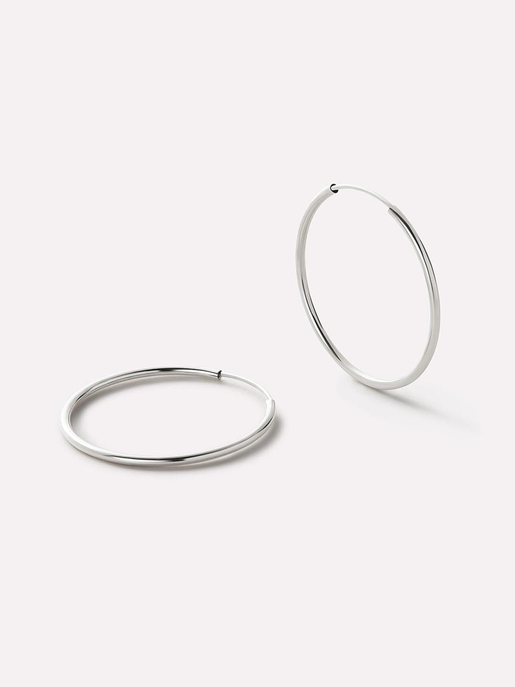 White Gold Hoop Earrings - White Gold Slim Hoops Large by MAVERA