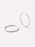 White Gold Hoop Earrings - White Gold Slim Hoops Large by MAVERA