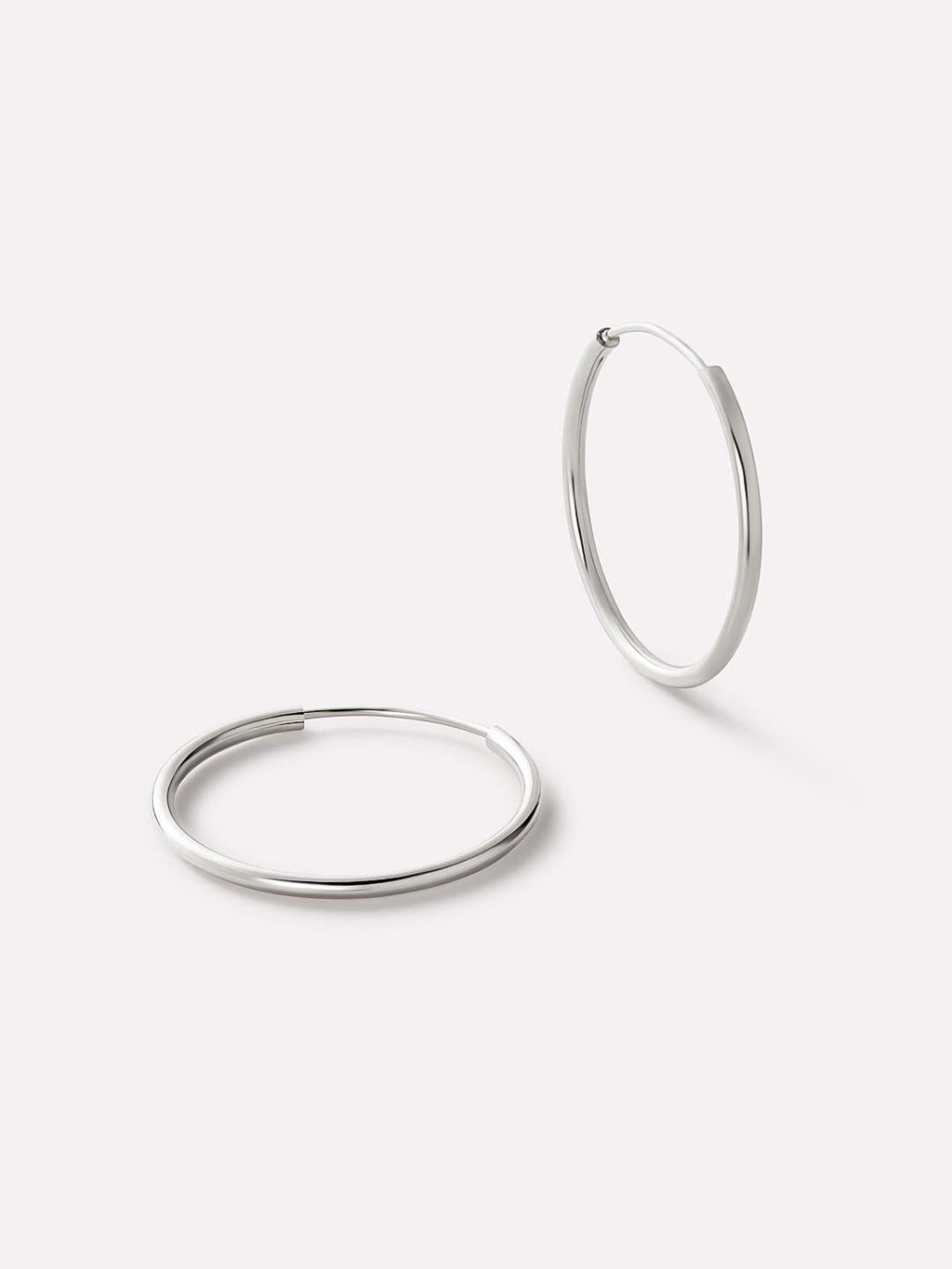 White Gold Hoop Earrings - White Gold Slim Hoops Medium by MAVERA