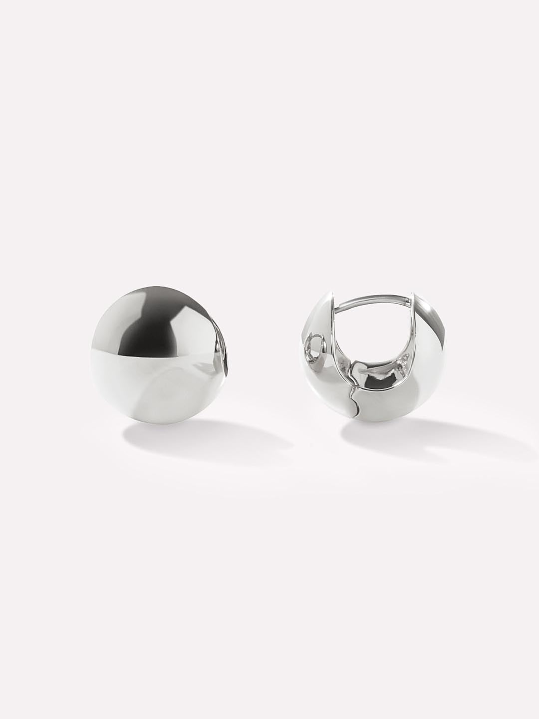 Silver Sphere Hoop Earrings - Mini Abby Silver by MAVERA