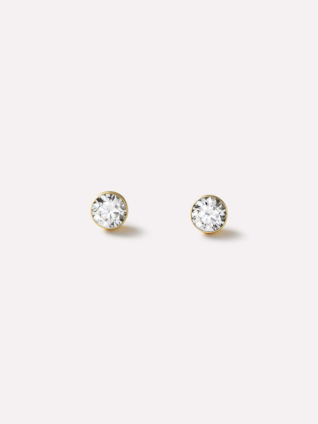 Gold Stud Earrings - Invisible Set Studs Medium by MAVERA