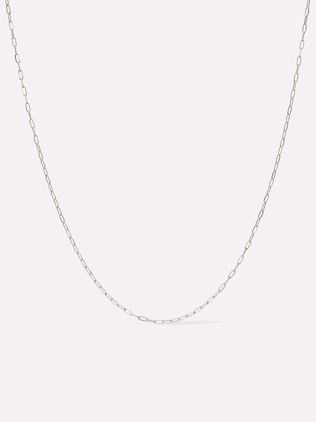 White Gold Chain - White Gold Paperclip Necklace by MAVERA