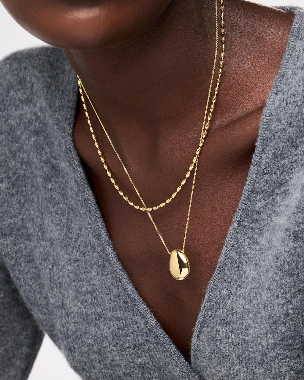 Gold Pendant Necklace - Pebble by MAVERA
