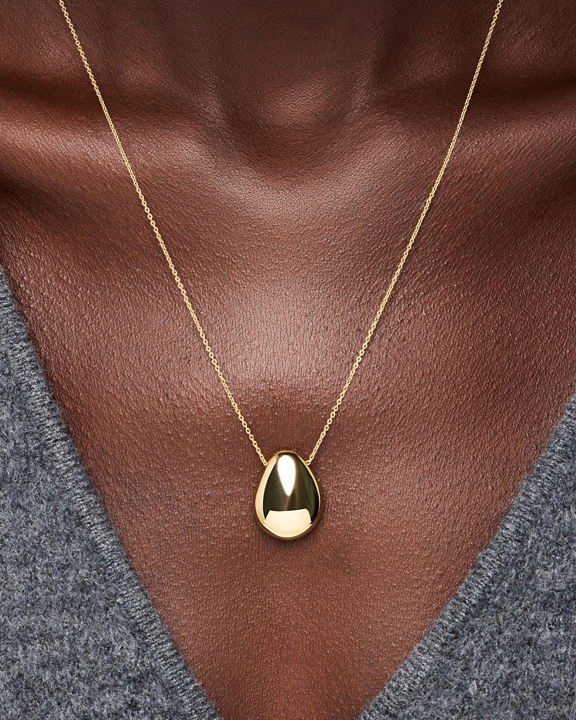 Gold Pendant Necklace - Pebble by MAVERA