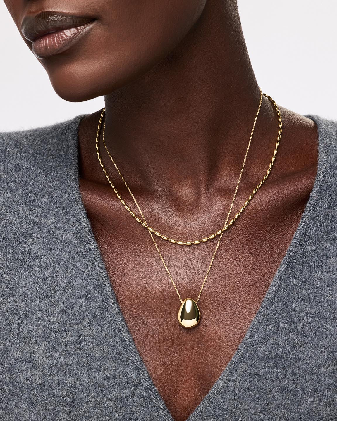 Gold Pendant Necklace - Pebble by MAVERA