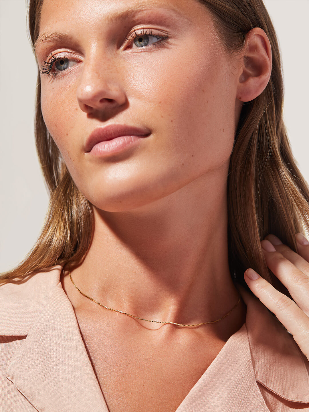 Silver Box Chain Necklace - Jo Gold by MAVERA