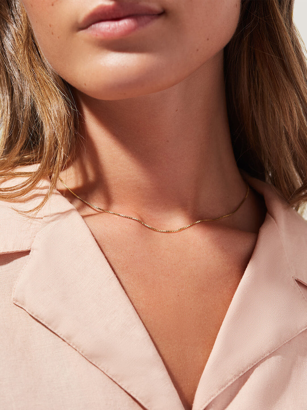 Silver Box Chain Necklace - Jo Gold by MAVERA