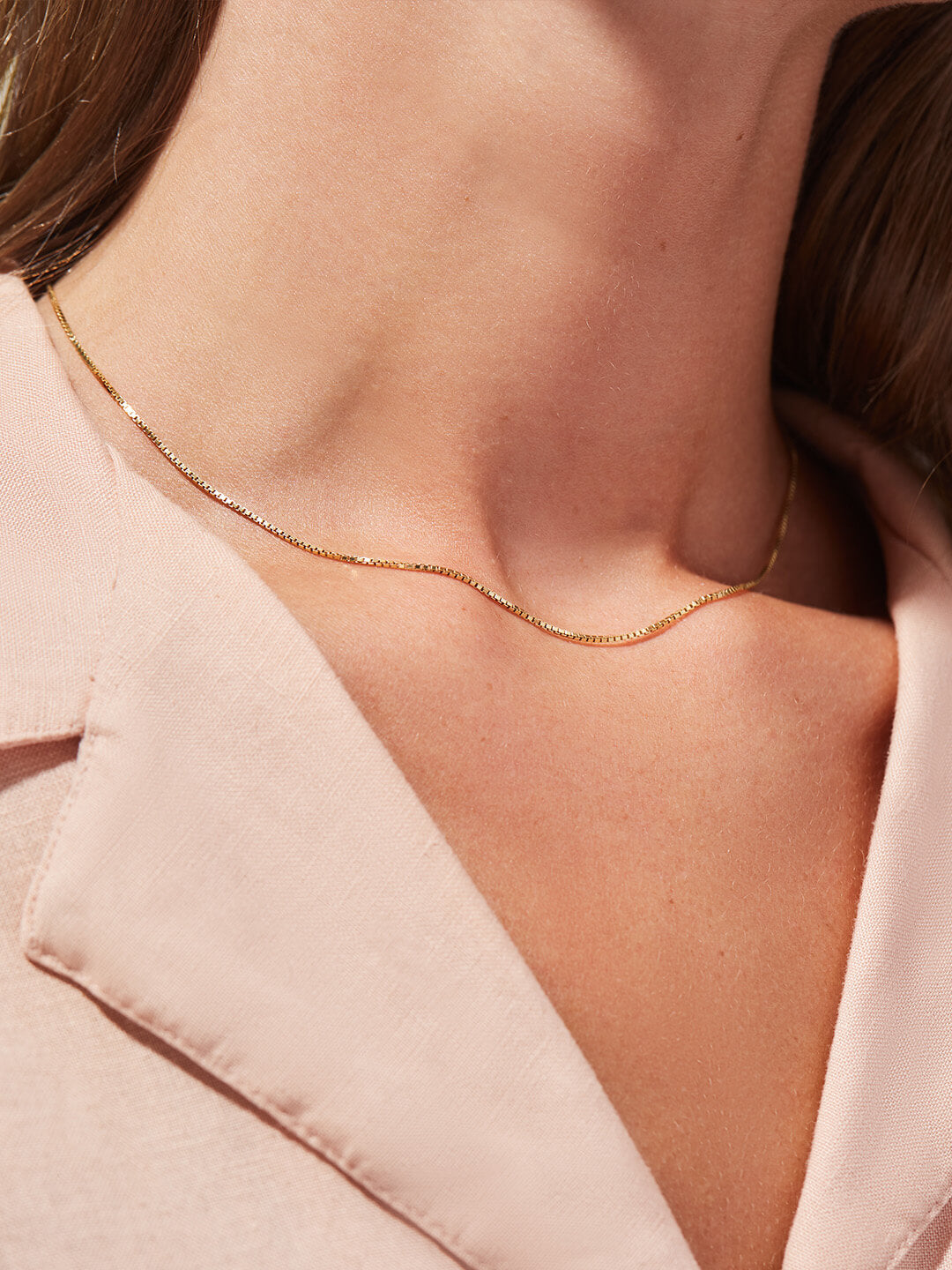 Silver Box Chain Necklace - Jo Gold by MAVERA