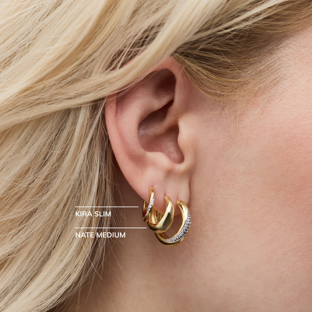 Small Gold Hoop Earrings - Nate Medium by MAVERA