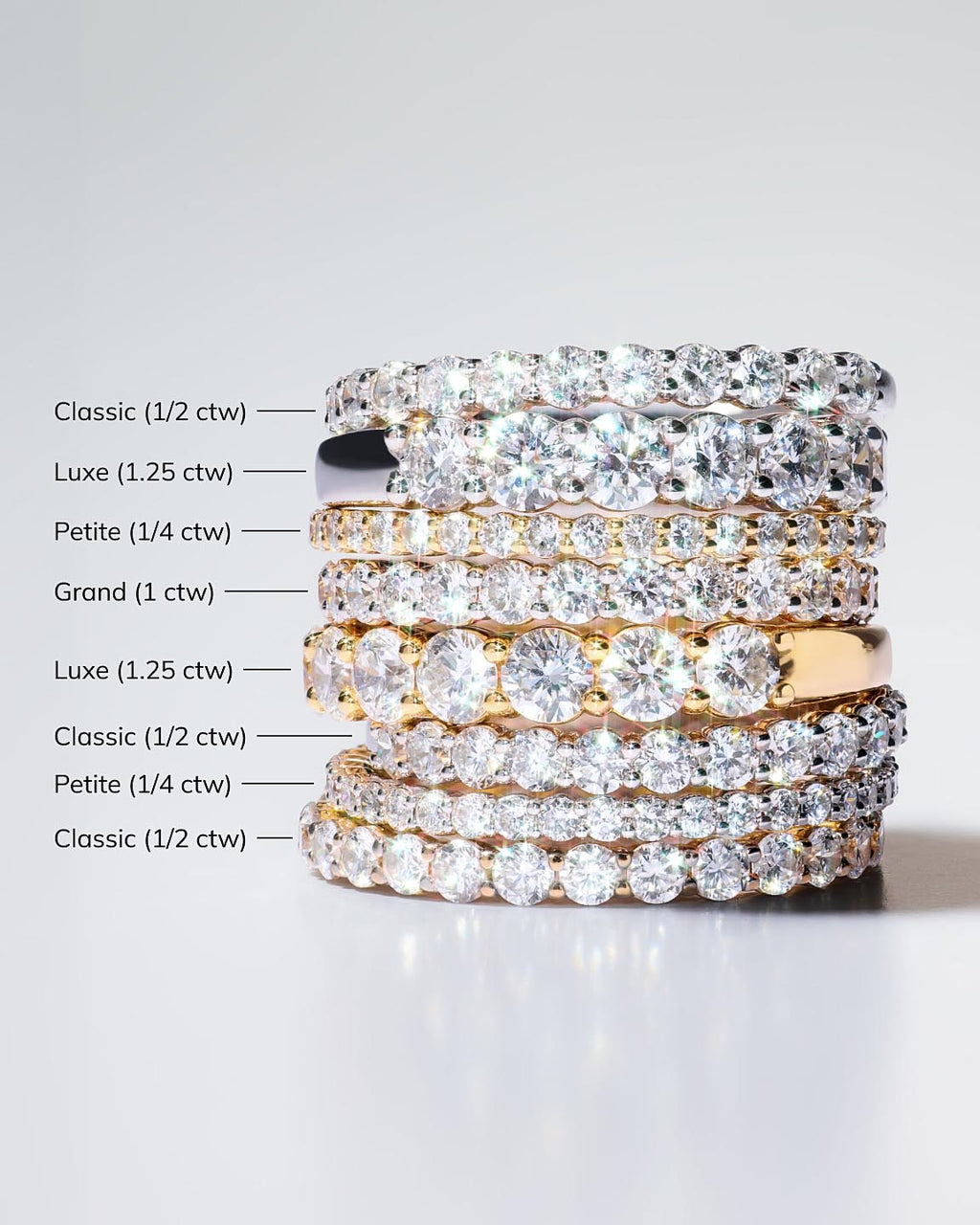 18K gold-plated - Half Eternity Diamond Ring (1/2 ctw) by MAVERA