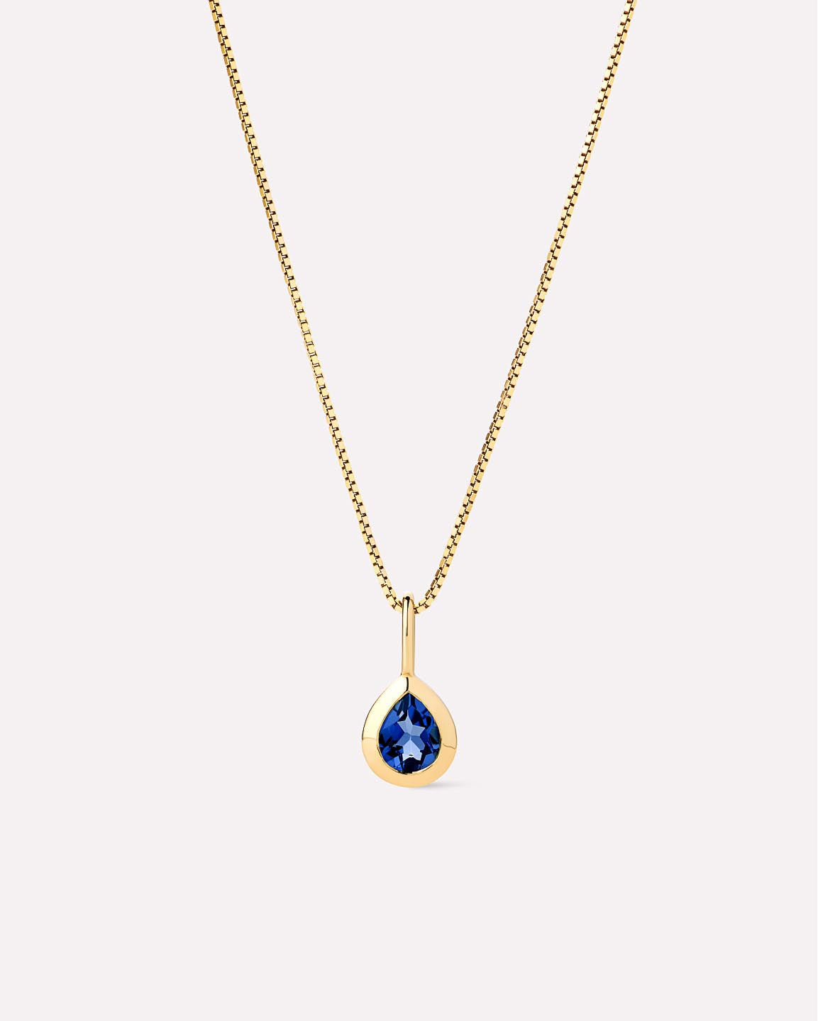 18K gold-plated - Light Blue Sapphire Teardrop Necklace by MAVERA
