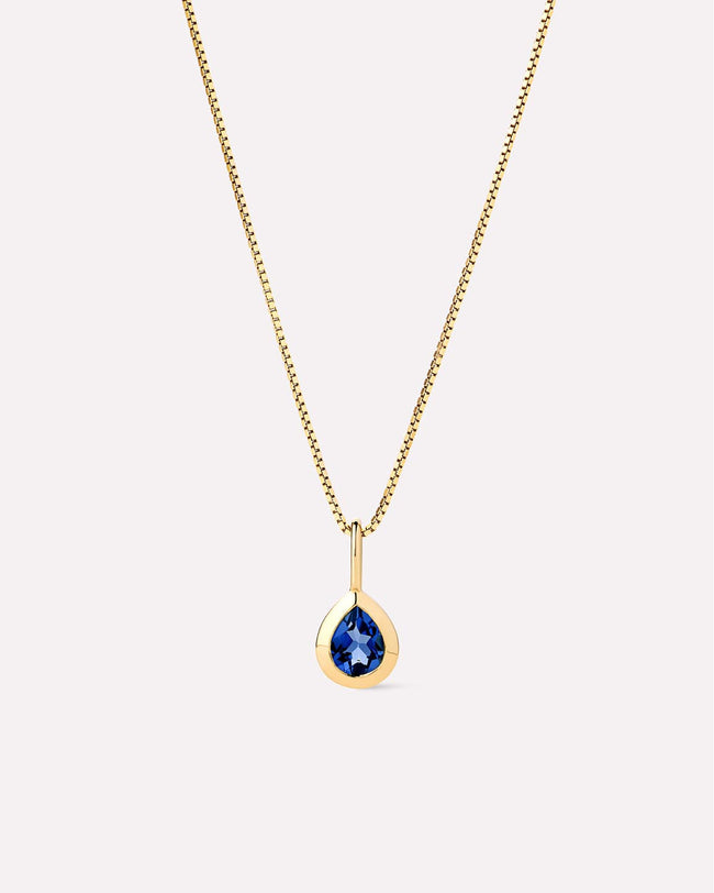 18K gold-plated - Light Blue Sapphire Teardrop Necklace by MAVERA