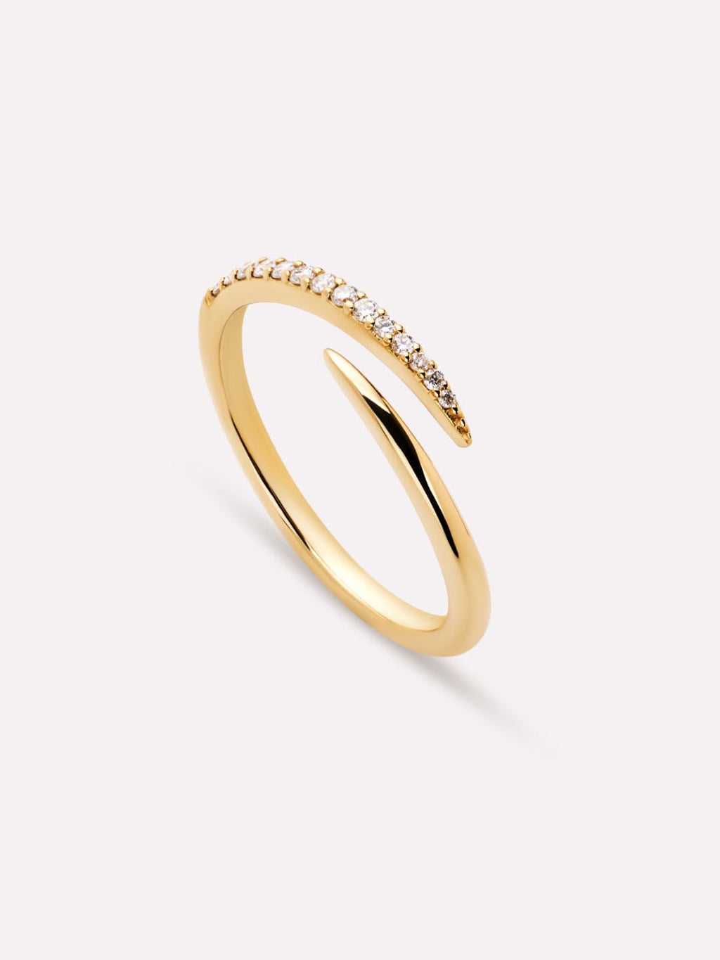 Gold Band Ring - Diamond Bypass Ring by MAVERA