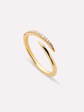 Gold Band Ring - Diamond Bypass Ring by MAVERA