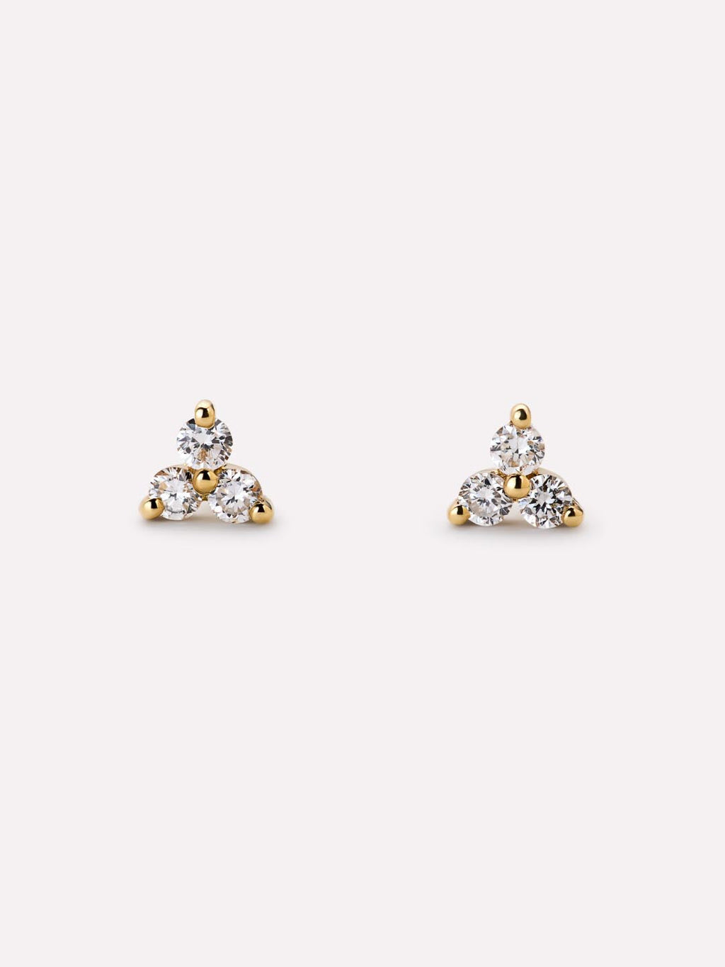 Gold Stud Earrings - Diamond Trefoil Studs by MAVERA