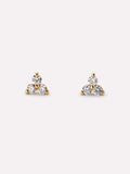 Gold Stud Earrings - Diamond Trefoil Studs by MAVERA