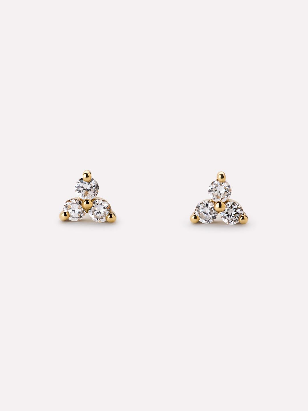 Gold Stud Earrings - Diamond Trefoil Studs by MAVERA