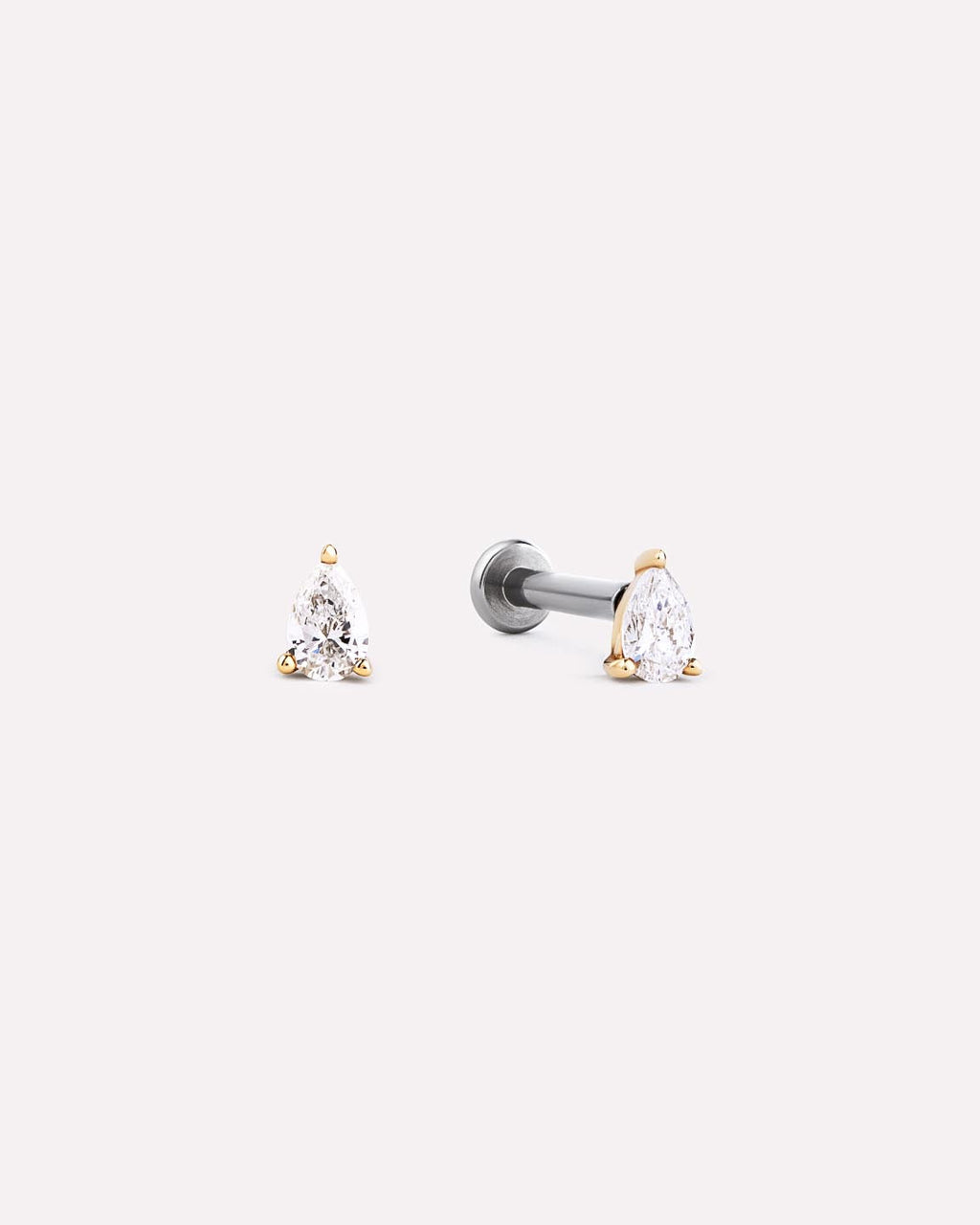 18K gold-plated - Diamond Pear Flatback Studs by MAVERA