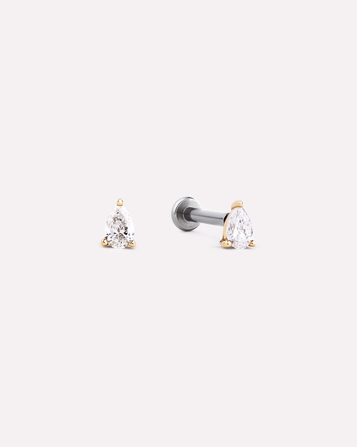 18K gold-plated - Diamond Pear Flatback Studs by MAVERA