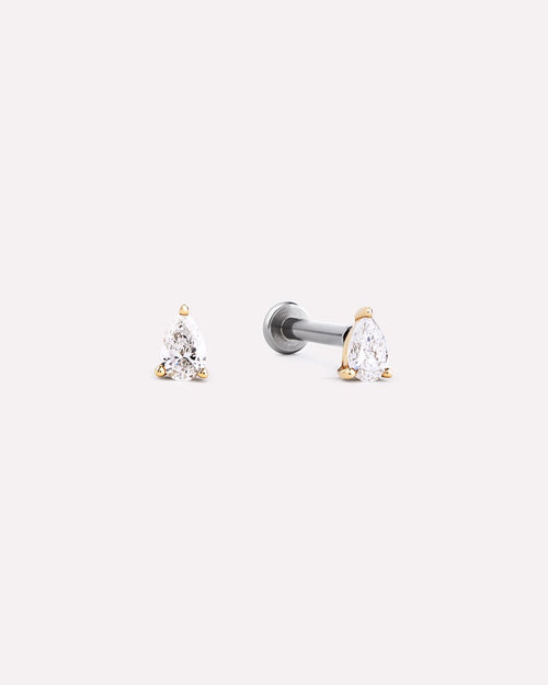 18K gold-plated - Diamond Pear Flatback Studs by MAVERA