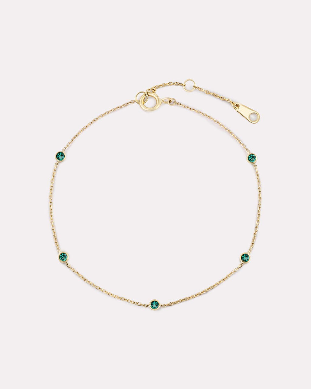 18K gold-plated - Emerald Birthstone Station Bracelet by MAVERA