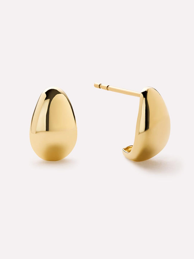 Gold Stud Earrings - Gold Teardrop Huggie Studs by MAVERA
