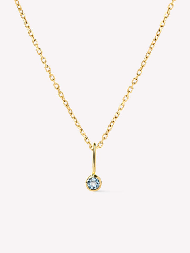 18K gold-plated - London Blue Topaz Mini Birthstone Necklace by MAVERA