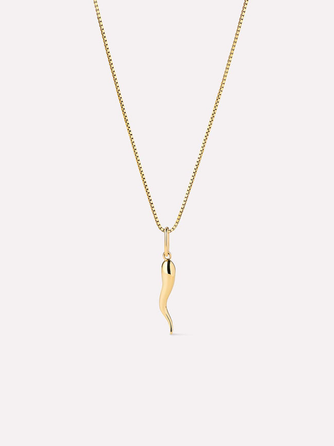 18K gold-plated - Italian Horn Charm Necklace by MAVERA