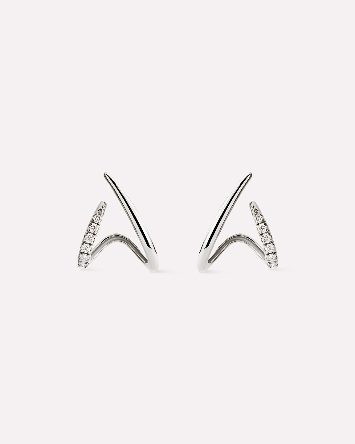 18K gold-plated - Diamond Aurora Huggie Studs by MAVERA