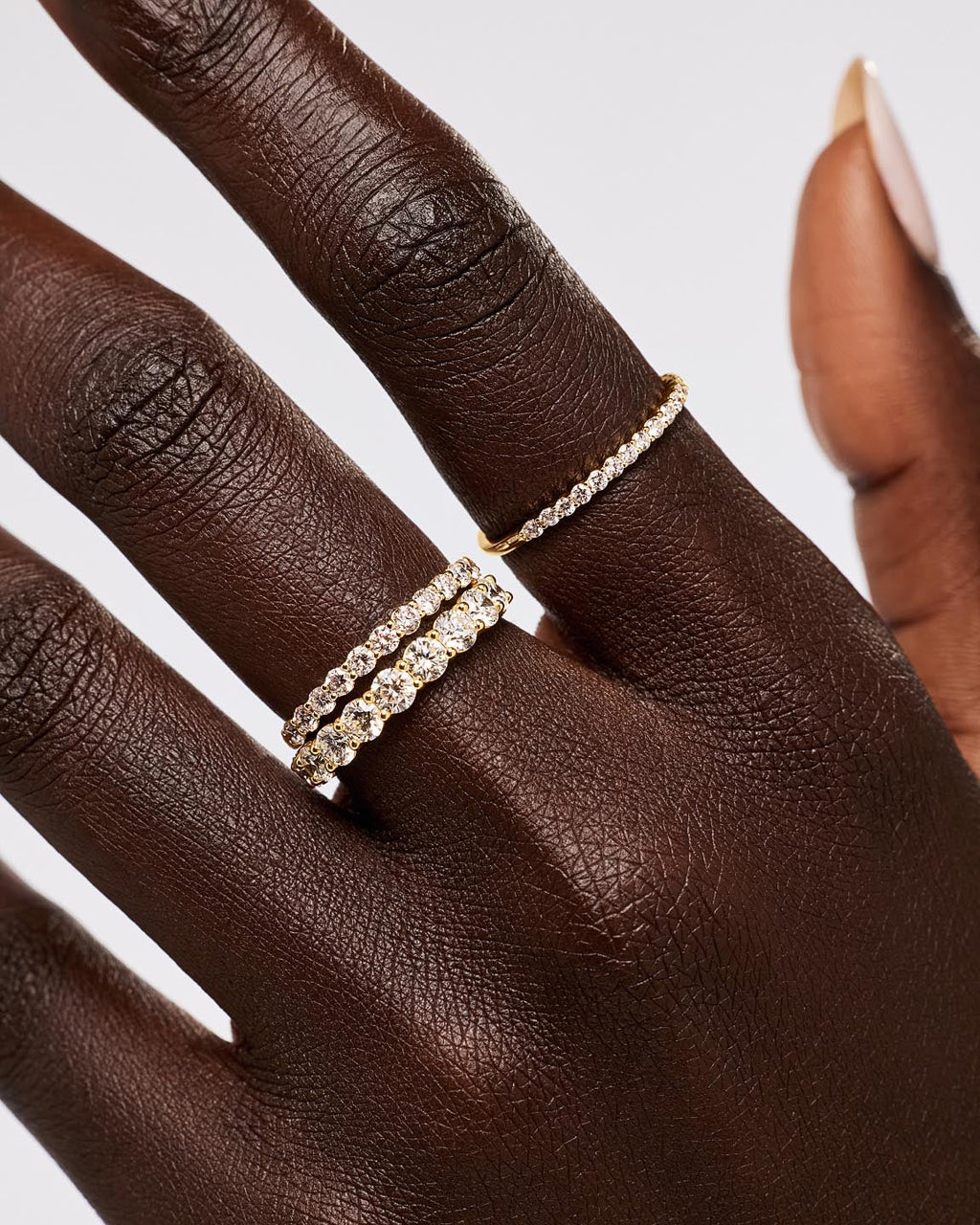 18K gold-plated - Half Eternity Diamond Ring (1/4 ctw) by MAVERA